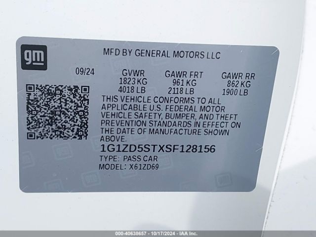 1G1ZD5STXSF128156 Chevrolet Malibu Fwd 1lt