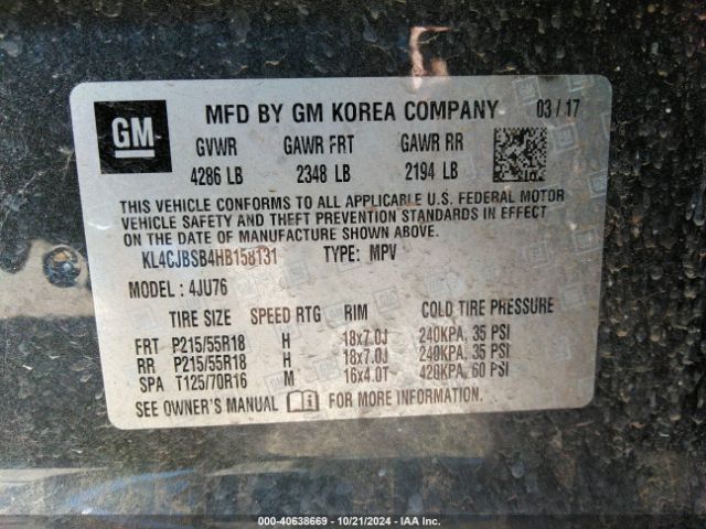 KL4CJBSB4HB158131 Buick Encore Preferred Ii