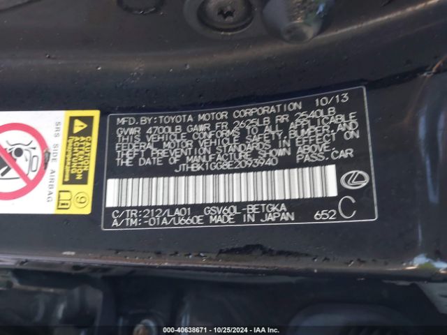 JTHBK1GG8E2093940 Lexus ES 350