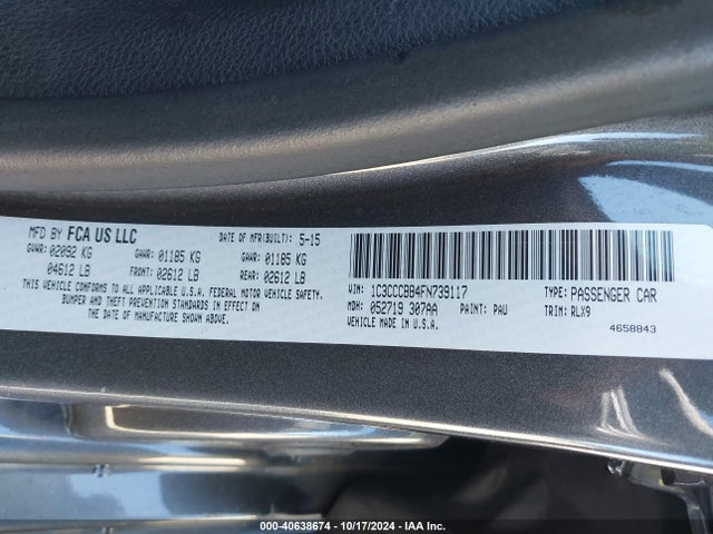 Chrysler 200 S 2015 1C3CCCBB4FN739117 Image 9