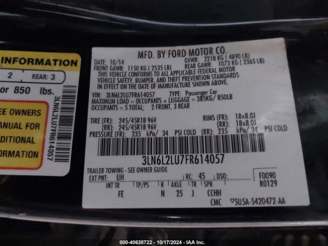 3LN6L2LU7FR614057 Lincoln MKZ HYBRID