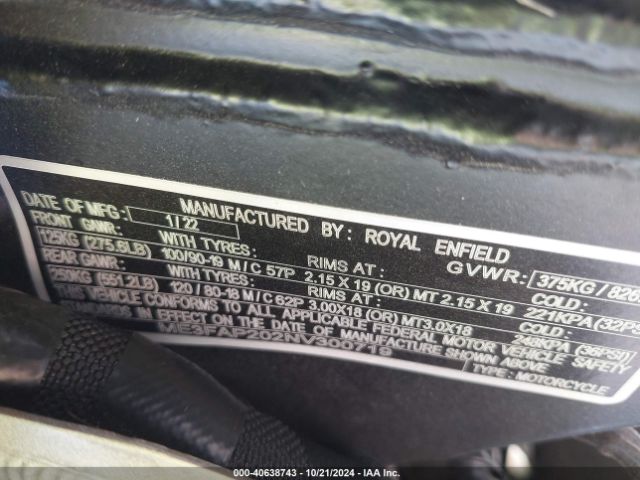 2022 ROYAL ENFIELD MOTORS CLASSIC 350 ME3FAP202NV300719 Photo 9