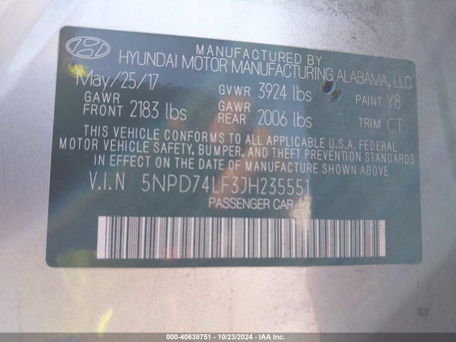 Hyundai ELANTRA SE 2018 5NPD74LF3JH235551 Image 9