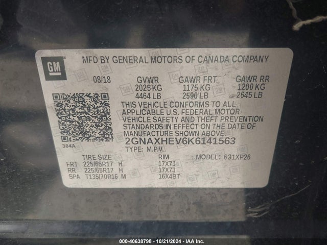 Chevrolet EQUINOX LS 2019 2GNAXHEV6K6141563 Image 9
