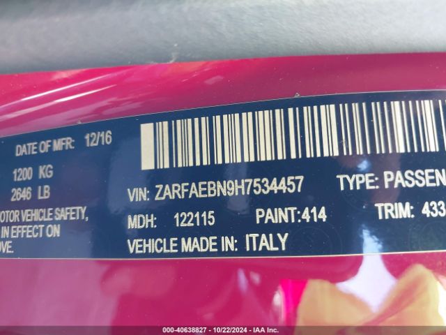 ZARFAEBN9H7534457 Alfa Romeo Giulia Rwd