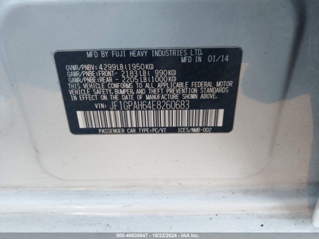 JF1GPAH64E8260683 Subaru Impreza 2.0i Limited