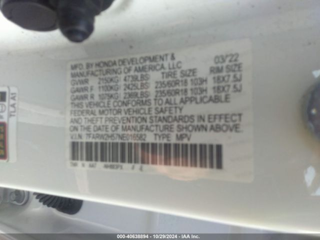 7FARW2H57NE016582 Honda Cr-v Awd Ex