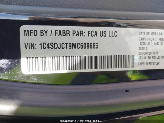 1C4SDJCT9MC609665 Dodge Durango R/t