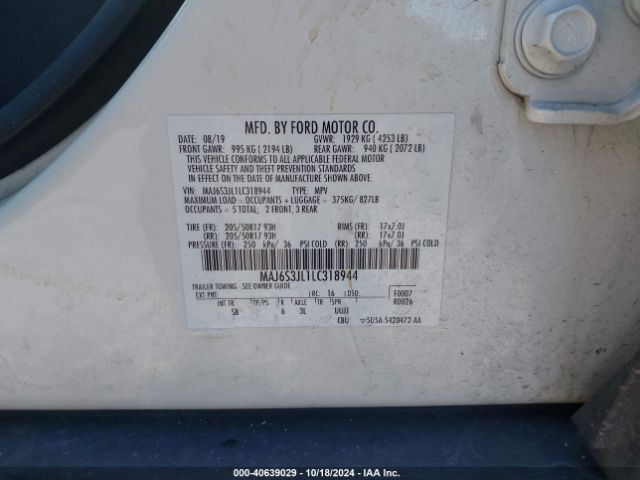 MAJ6S3JL1LC318944 Ford Ecosport Ses