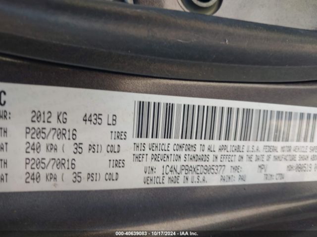 1C4NJPBAXED905377 Jeep Patriot Sport