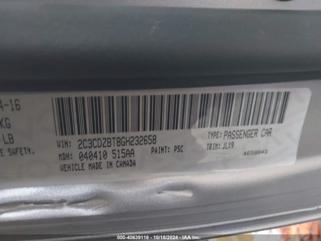 2C3CDZBT8GH232658 Dodge Challenger R/t Plus