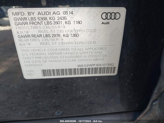 Audi Q5 2.0t Premium 2014 WA1LFAFP1EA101582 Image 9