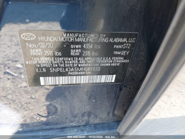 Hyundai SONATA SEL 2021 5NPEL4JA5MH089830 Image 9