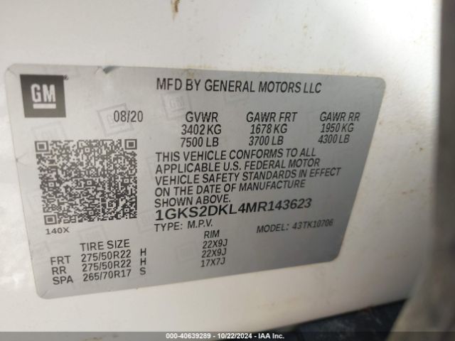 1GKS2DKL4MR143623 GMC Yukon 4wd Denali
