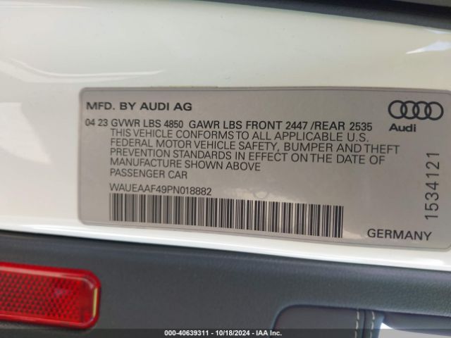 WAUEAAF49PN018882 Audi A4 Premium Plus 45 Tfsi S Line Quattro S Tronic