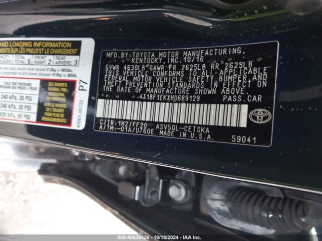 4T1BF1FKXHU689129 Toyota CAMRY SE