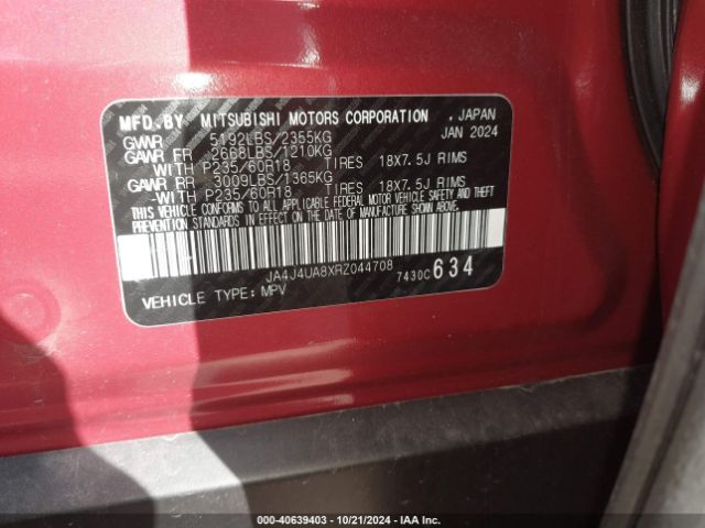 2024 MITSUBISHI OUTLANDER JA4J4UA8XRZ044708 Photo 8