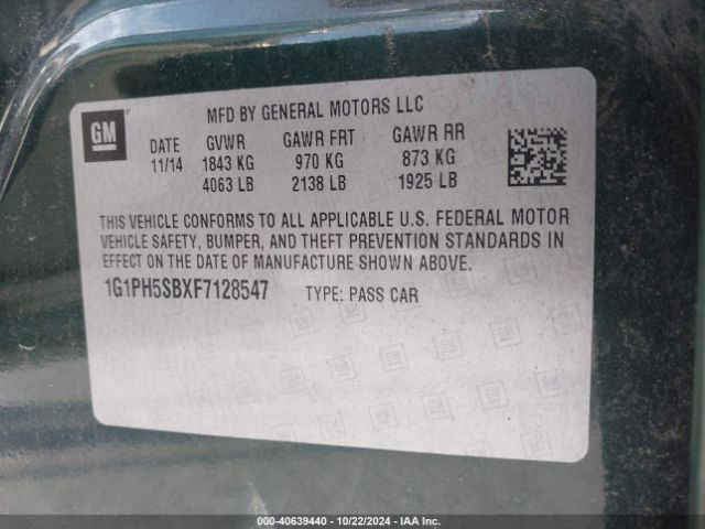 1G1PH5SBXF7128547 Chevrolet Cruze Eco Auto
