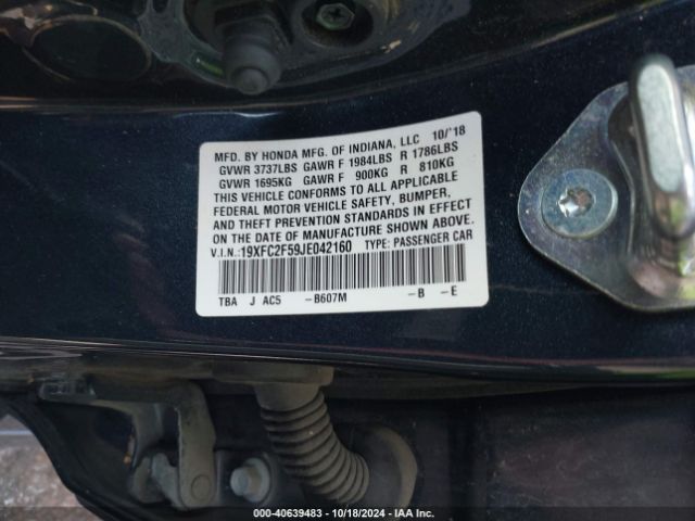 19XFC2F59JE042160 Honda Civic Lx