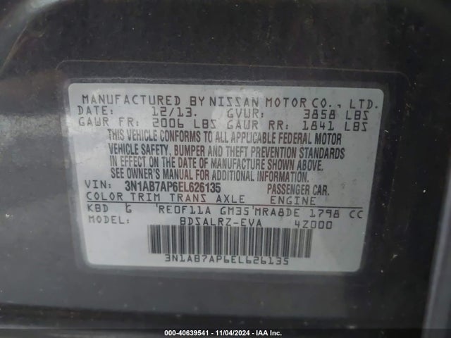 Nissan SENTRA SR 2014 3N1AB7AP6EL626135 Image 9