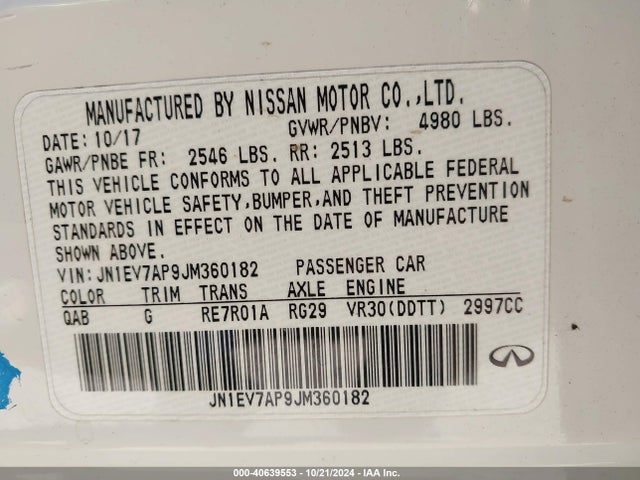 JN1EV7AP9JM360182 Infiniti Q50 3.0t Luxe