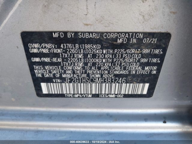 JF2GTHSC9MH383246 Subaru Crosstrek Sport