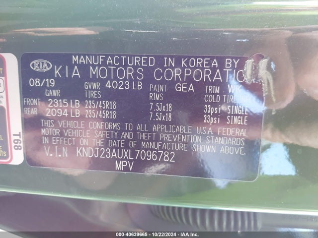 KIA Soul X-line 2020 KNDJ23AUXL7096782 Image 9