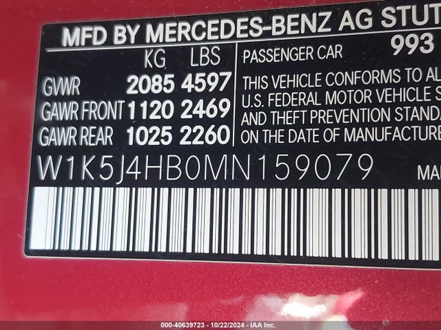 W1K5J4HB0MN159079 Mercedes-Benz CLA 250 4MATIC