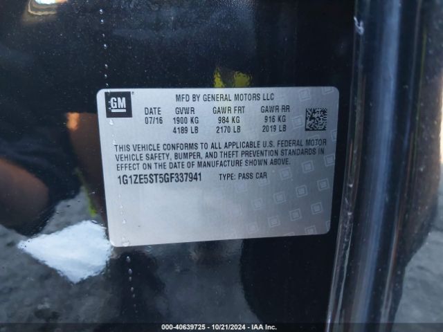 1G1ZE5ST5GF337941 Chevrolet MALIBU 1LT