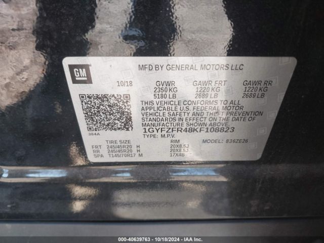 1GYFZFR48KF108823 Cadillac XT4 SPORT