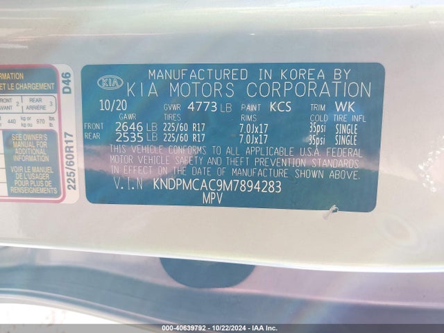 KIA Sportage Lx 2021 KNDPMCAC9M7894283 Image 9