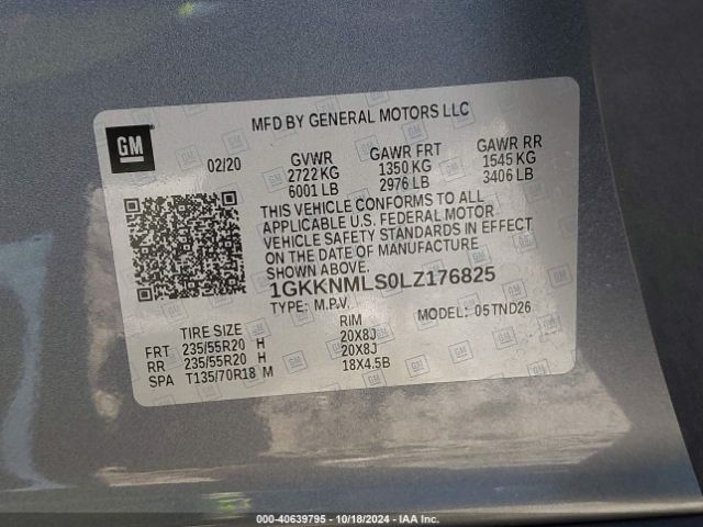 1GKKNMLS0LZ176825 GMC Acadia Fwd Slt