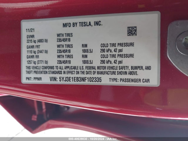 2022 TESLA MODEL 3 5YJ3E1EB3NF102335 Photo 8