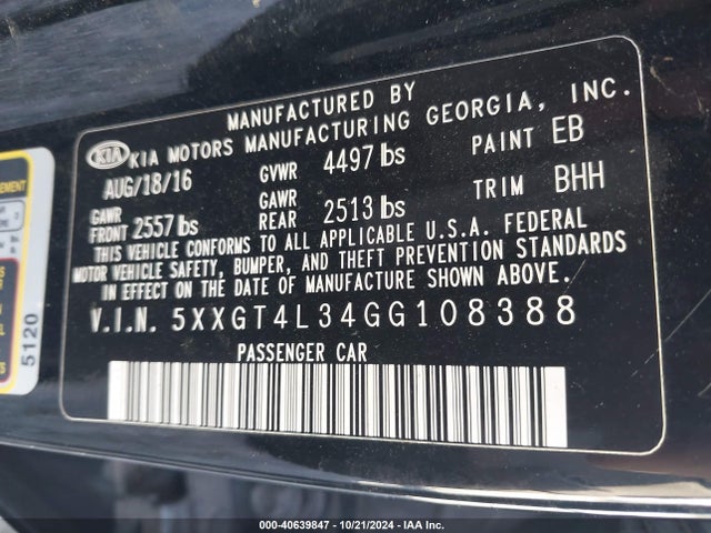 KIA Optima Lx 2016 5XXGT4L34GG108388 Image 9