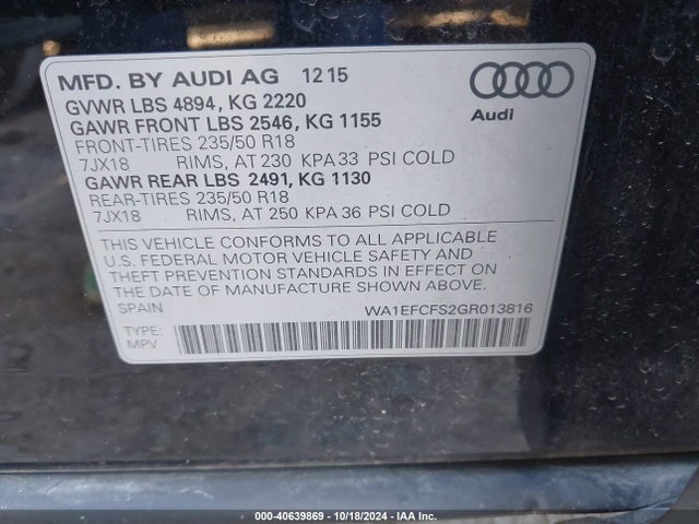 WA1EFCFS2GR013816 Audi Q3 2.0t Premium Plus
