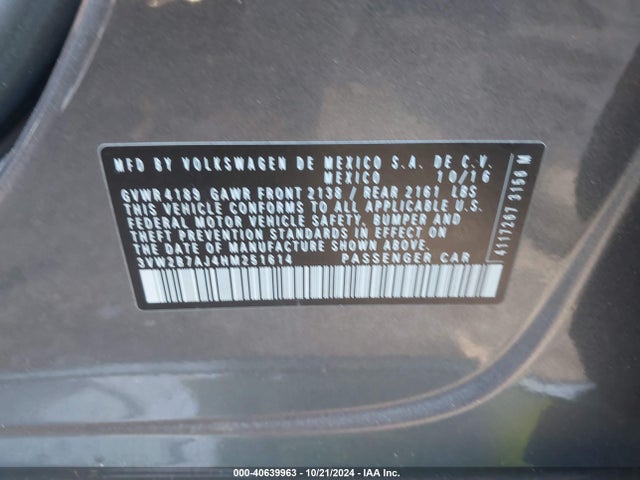 3VW2B7AJ4HM251614 Volkswagen Jetta 1.4t S