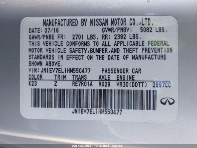 JN1EV7EL1HM550477 Infiniti Q60 3.0t Premium