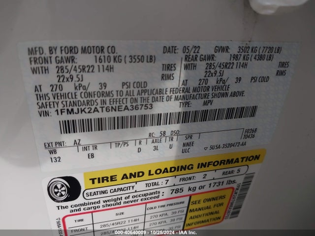 Ford Expedition Limited Max 2022 1FMJK2AT6NEA36753 Image 9