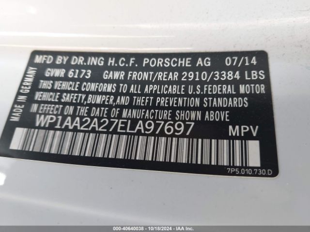 WP1AA2A27ELA97697 Porsche Cayenne Platinum Edition