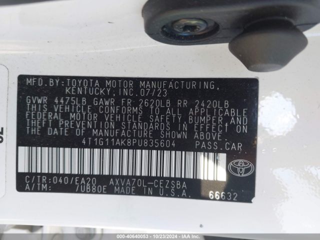 4T1G11AK8PU835604 Toyota CAMRY SE