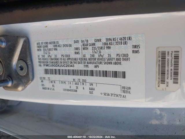 Ford ESCAPE SE 2018 1FMCU0GDXJUC20343 Image 9