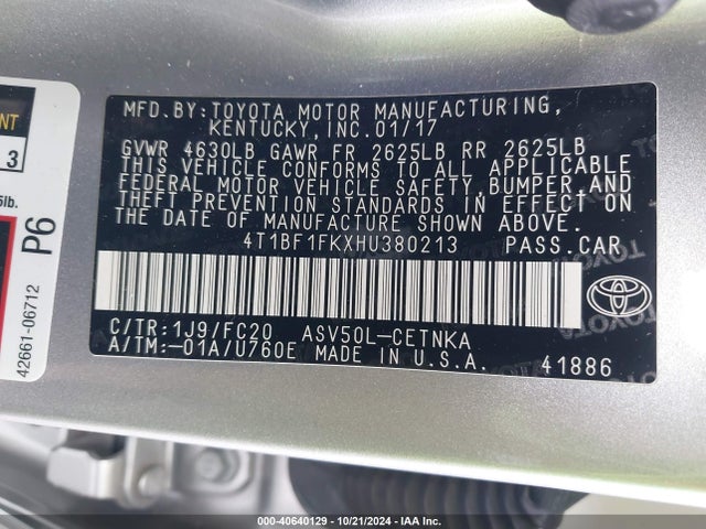 Toyota CAMRY LE 2017 4T1BF1FKXHU380213 Image 9