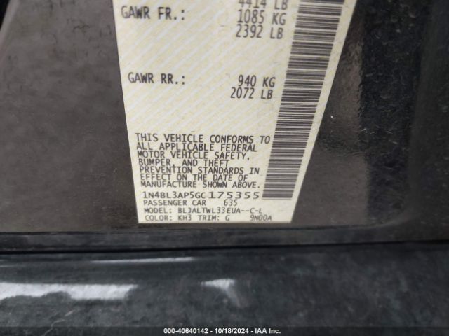 1N4BL3AP5GC175355 Nissan Altima 3.5 Sl