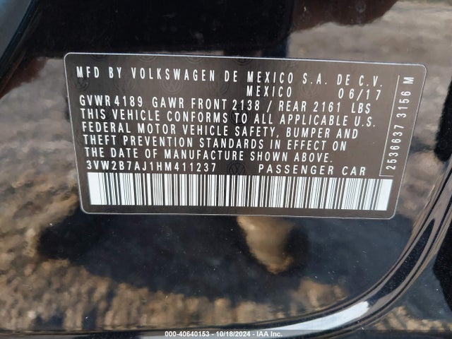 3VW2B7AJ1HM411237 Volkswagen Jetta 1.4t S