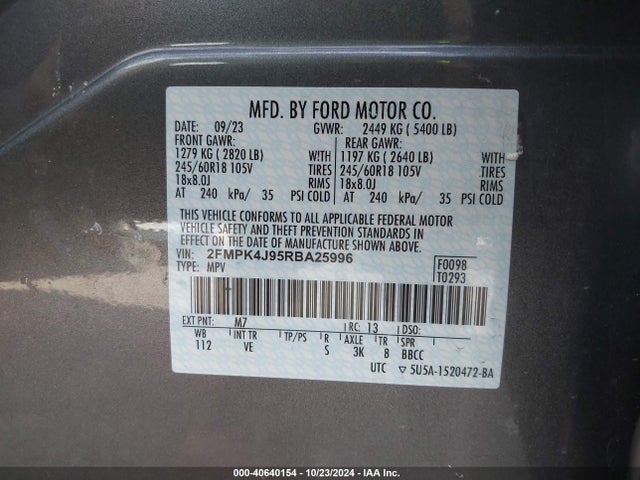 Ford EDGE SEL 2024 2FMPK4J95RBA25996 Image 9