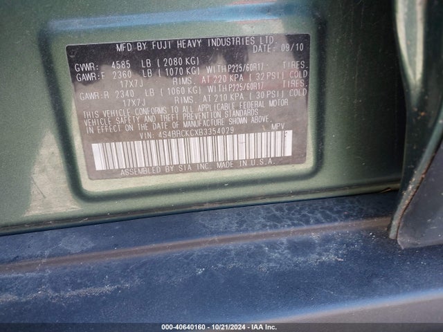 Aukcja sprzedaży 2011 Subaru Outback 2.5i Limited, vin: 4S4BRCKCXB3354029, numer aukcji: 40640160