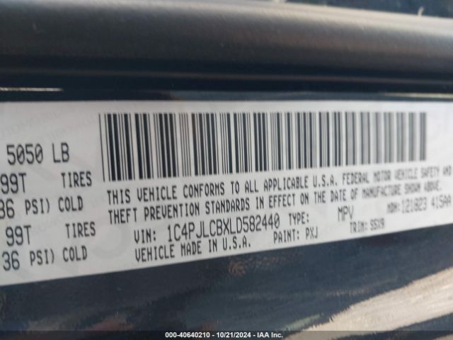 1C4PJLCBXLD582440 Jeep Cherokee Latitude Fwd