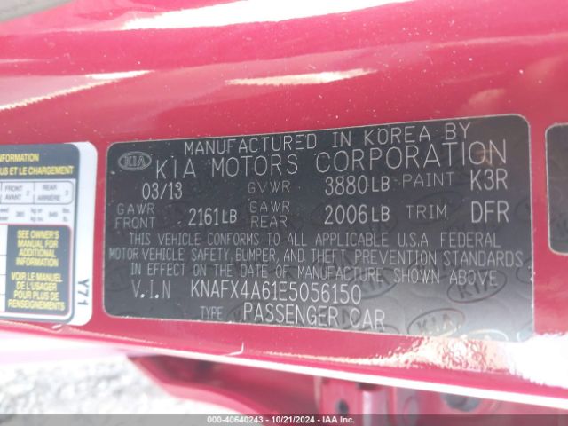 KNAFX4A61E5056150 KIA FORTE LX
