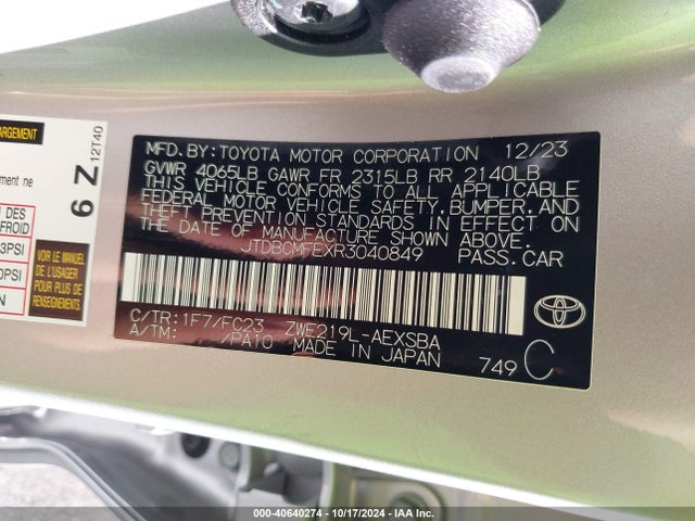 Toyota Corolla Hybrid Se 2024 JTDBCMFEXR3040849 Image 9