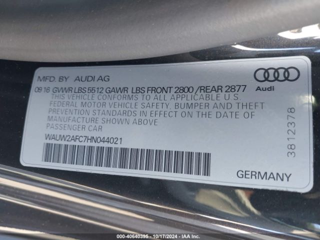 WAUW2AFC7HN044021 Audi A7 3.0t Premium Plus
